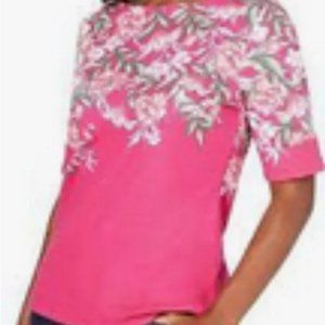 Karen Scott Women's Petite Petite Floral Boat-Neck Top
